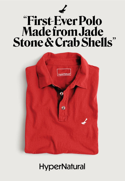 First ever polo made from jade stone & crab shells.  Luxury + Performance